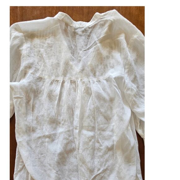 Vince Gauze Sheer White Front Pleated Feminine Sexy Blouse, 3/4 Sleeve Sz S - Picture 1 of 12